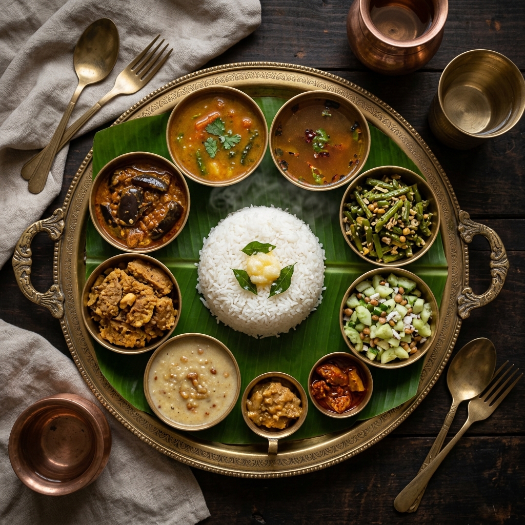Traditional Lingayat Brass Thali Meal